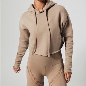 COPY - Alo Edge Cropped Hoodie in Gravel Size Small